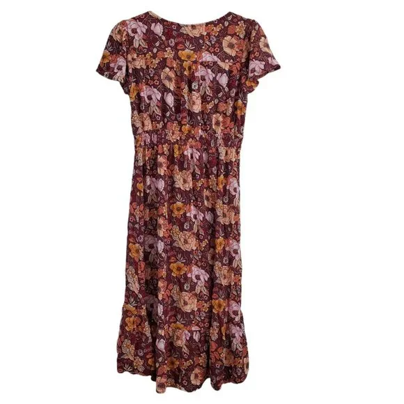 Knox Rose Midi Dress Medium Floral Cottage Core Prairie Tassel Button Front Boho - Picture 8 of 11